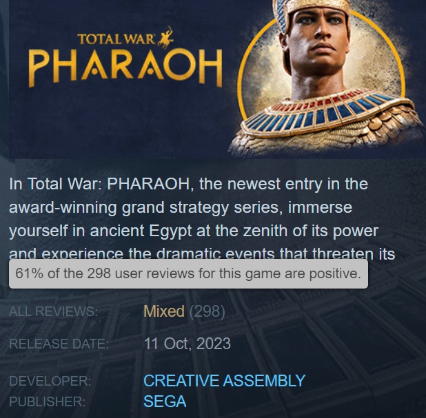 Ønsket mer: Steam-brukere møtte Total War: Pharaoh med blandede anmeldelser -2