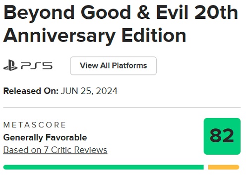 Beyond Good & Evil 20th Anniversary Edition gets high marks from critics, but little to no interest from the public-4