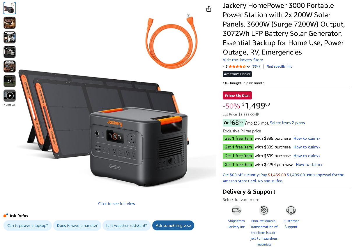 Jackery HomePower 3000 Portable Power Station