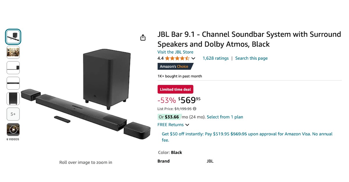 JBL Bar 9.1 Soundbar System - Now $630 OFF!