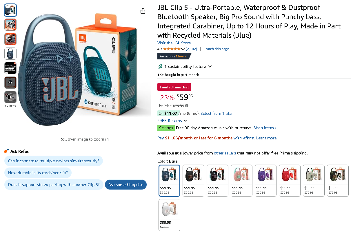 Screenshot of the JBL Clip 5