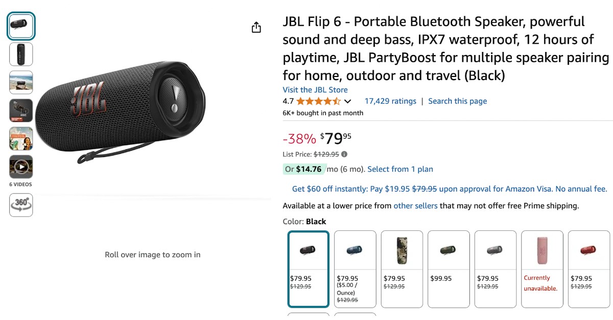 JBL Flip 6 Portable Bluetooth Speaker - Limited $50 Off! Don't miss it!