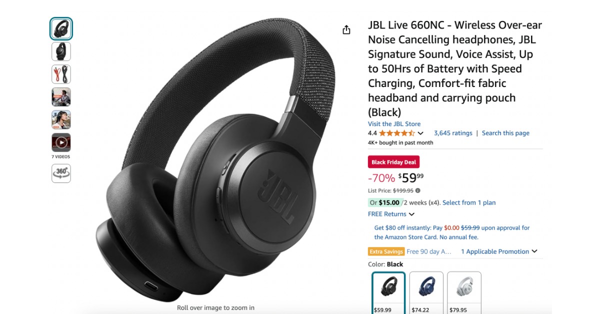 JBL Live 660NC Headphones - $140 Off! Black Friday Deal!