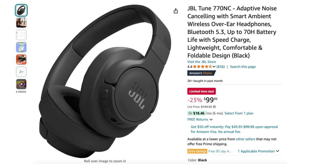 JBL Tune 770NC Noise Cancelling Headphones - $30 Off! Great Opportunity to Purchase!