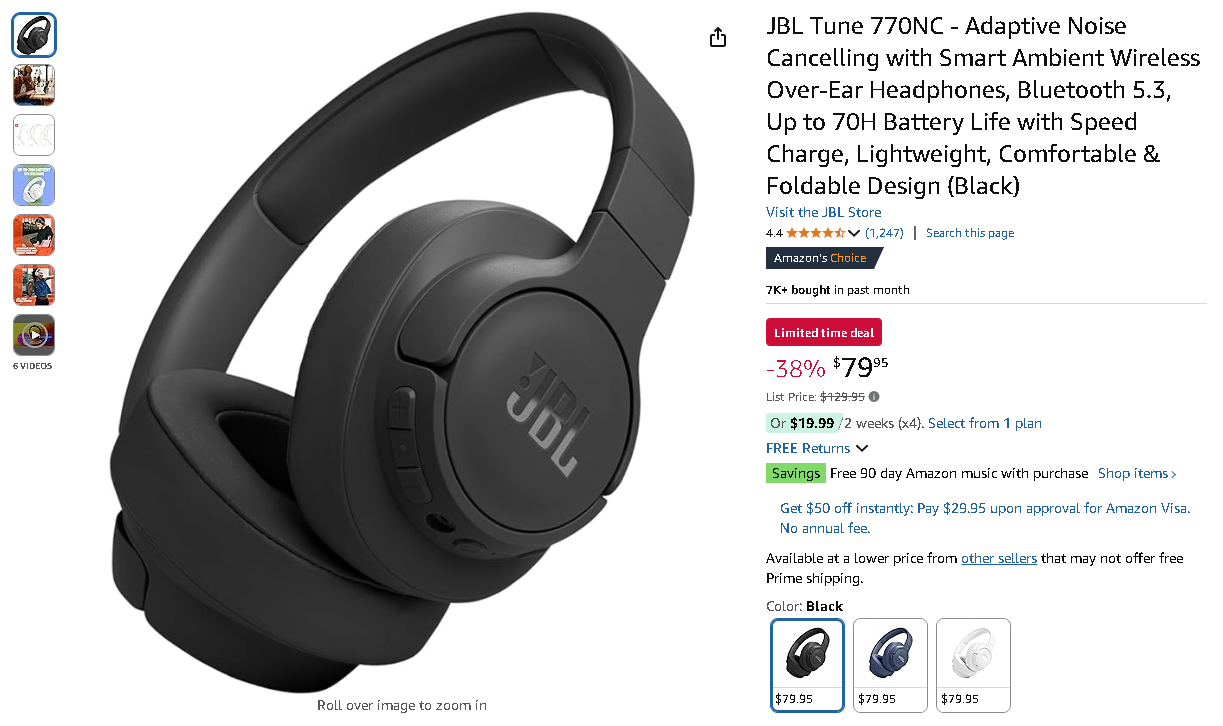 Image of the JBL Tune 770NC headphones