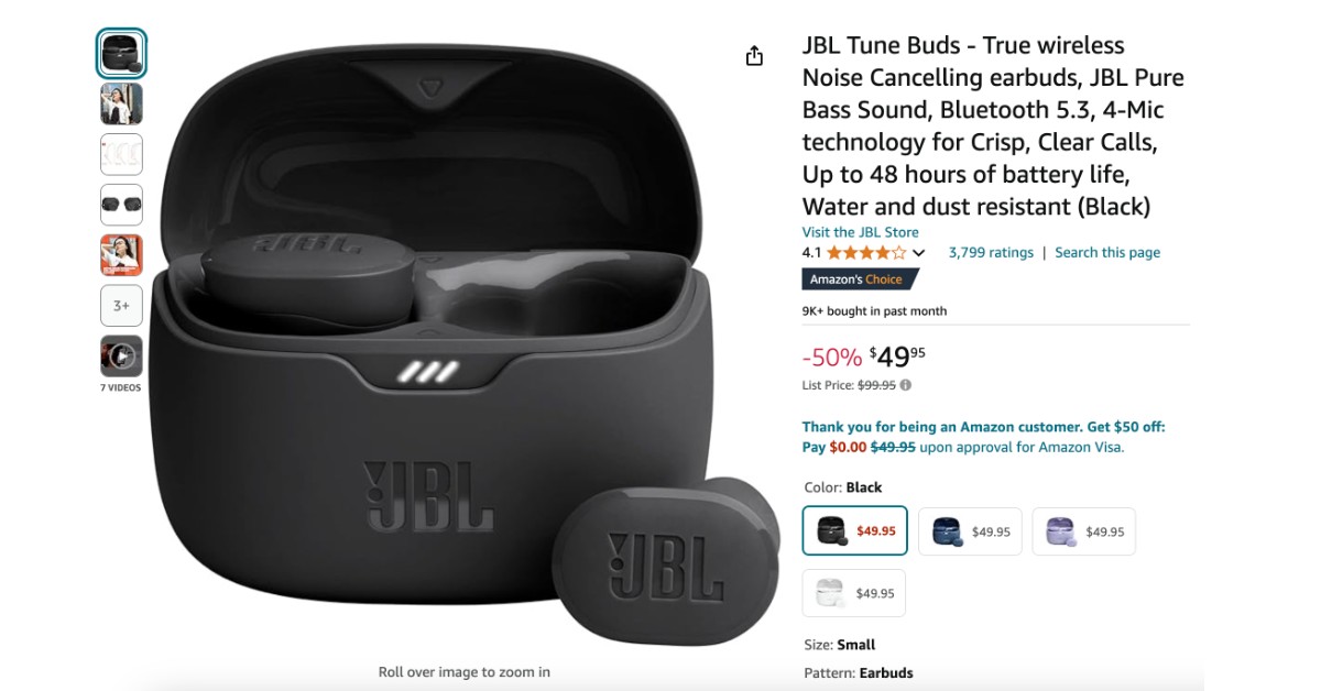 JBL Tune Buds Noise Cancelling Earbuds - Buy with a $50 Discount!