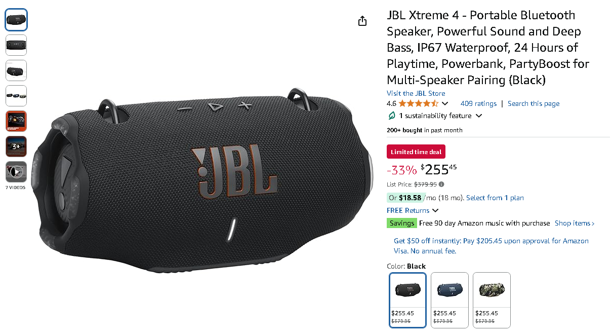 Screenshot of the JBL Xtreme 4 Portable Speaker