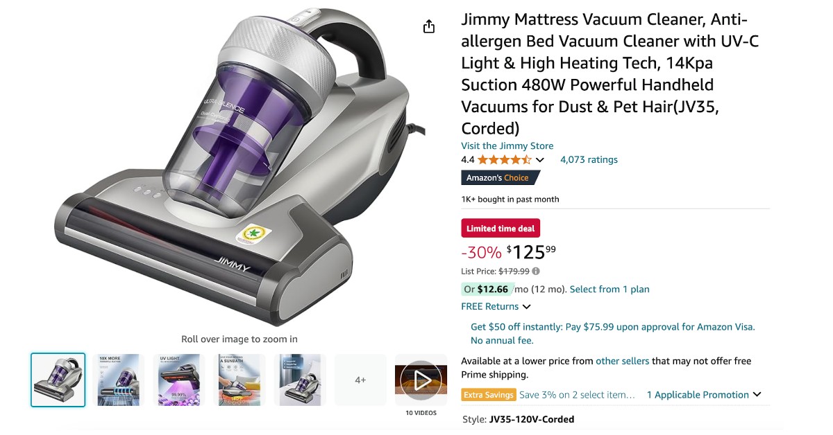 Jimmy Mattress Vacuum Cleaner - Limited time deal $54 Off!