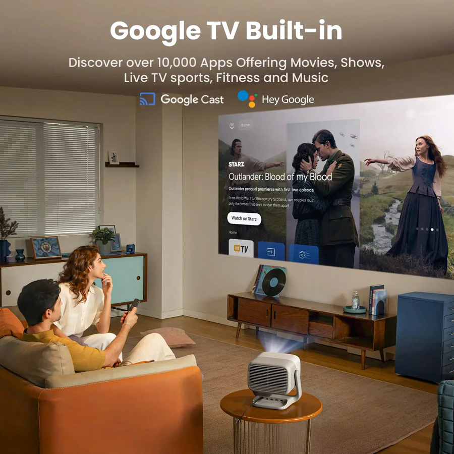 JMGO N3 4K à côté d'une télévision