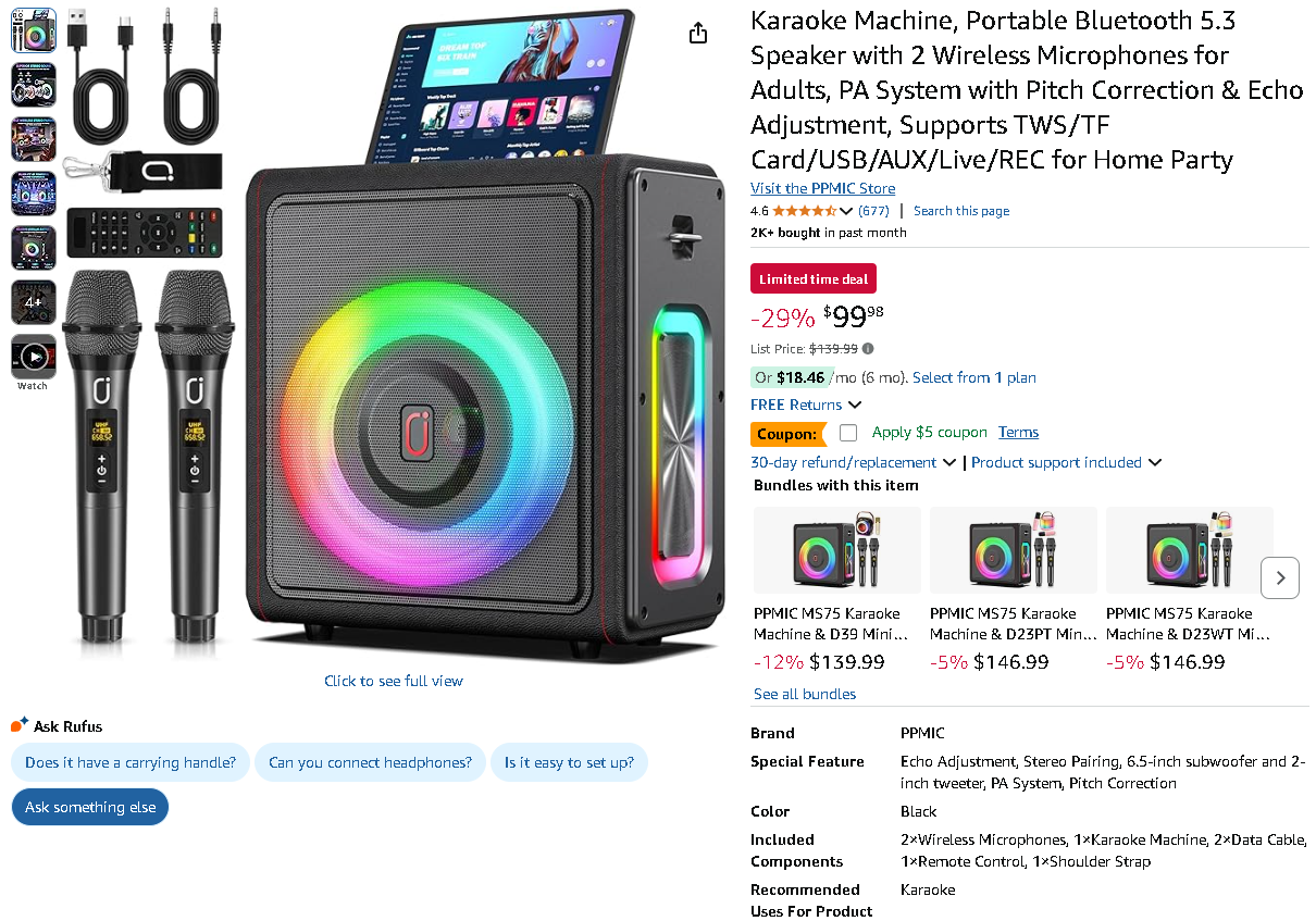 PPMIC MS75 Karaoke Machine