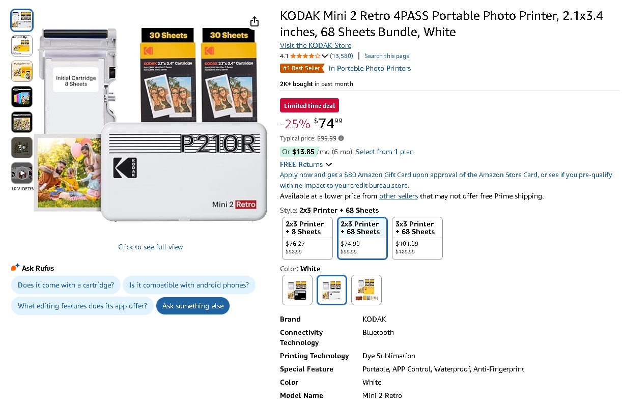KODAK Mini 2 Retro Printer Screenshot of the KODAK Mini 2 Retro Printer