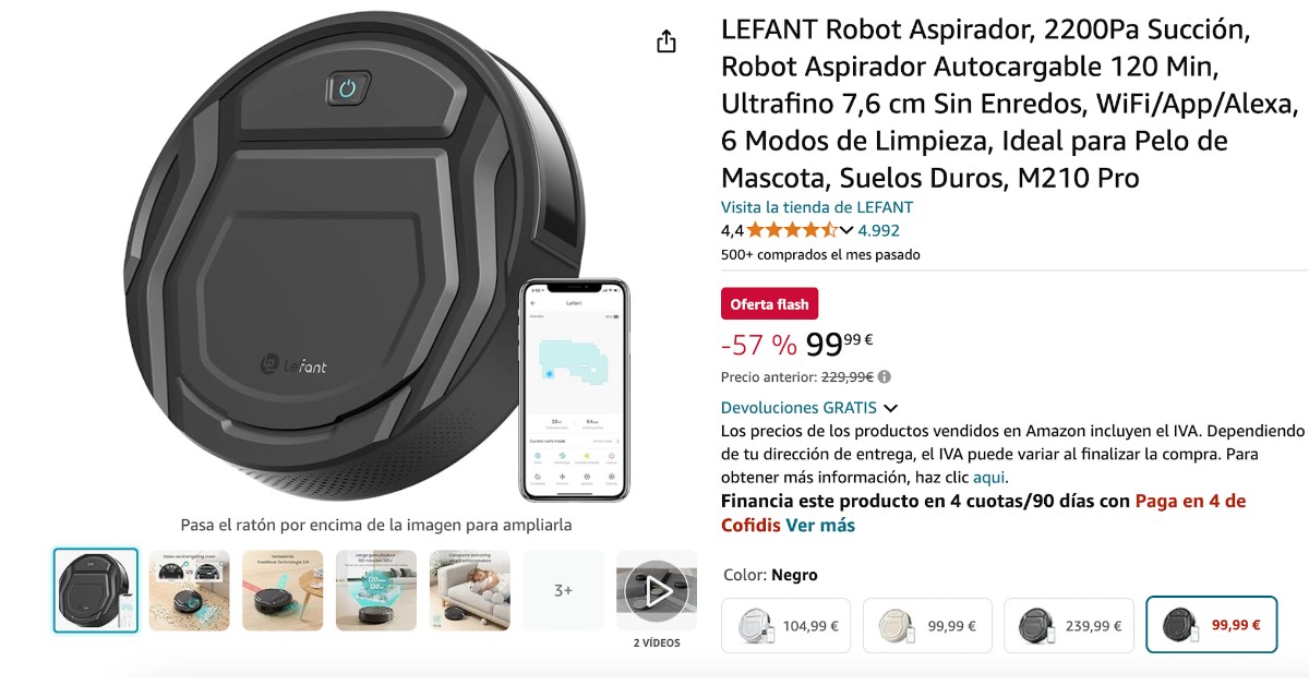 LEFANT Robot Aspirador M210P con un descuento de 130€!