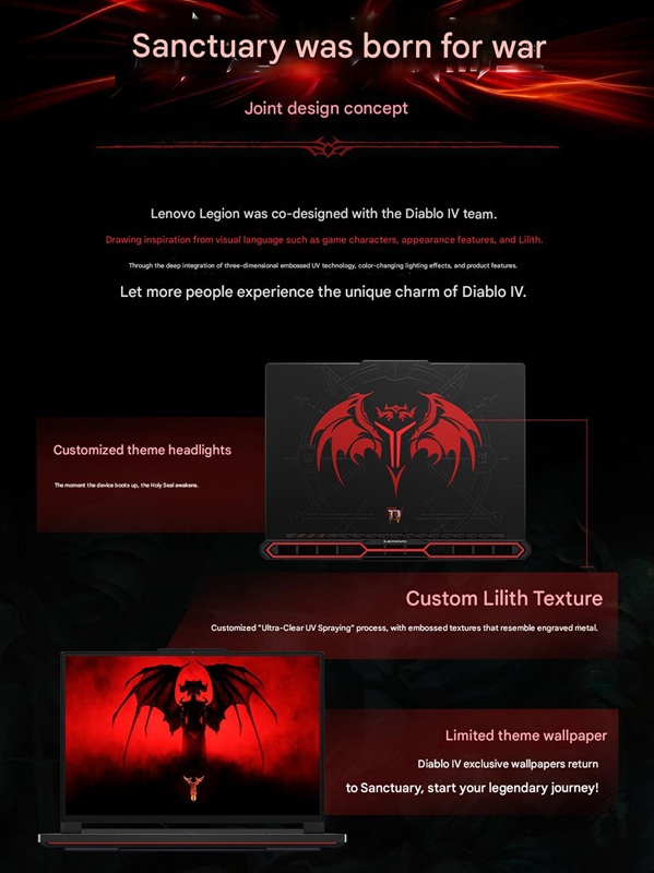 Lenovo Legion Y9000P Diablo IV Edition - unfolded view