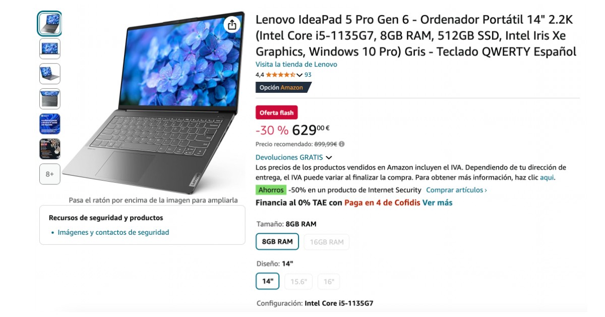 Portátil Lenovo IdeaPad 5 Pro Gen 6 de 14» ¡con 270 € de descuento! ¡No te lo pierdas!