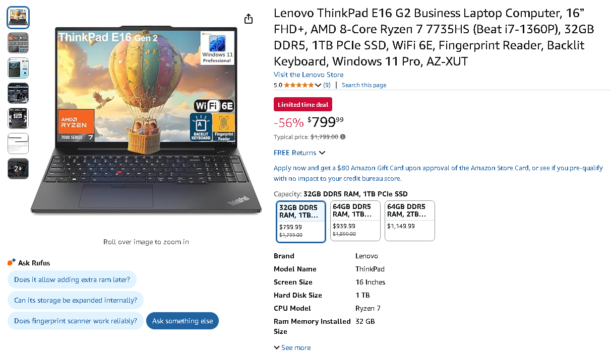 Lenovo ThinkPad E16 G2 Screenshot of the Lenovo ThinkPad E16 G2