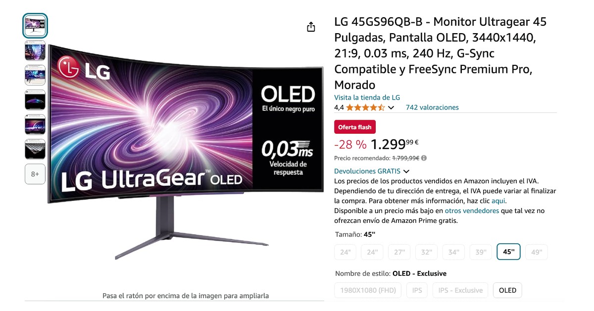 Oportunidad única: 500€ de descuento en el Monitor LG 45GS96QB-B Ultragear de 45”!