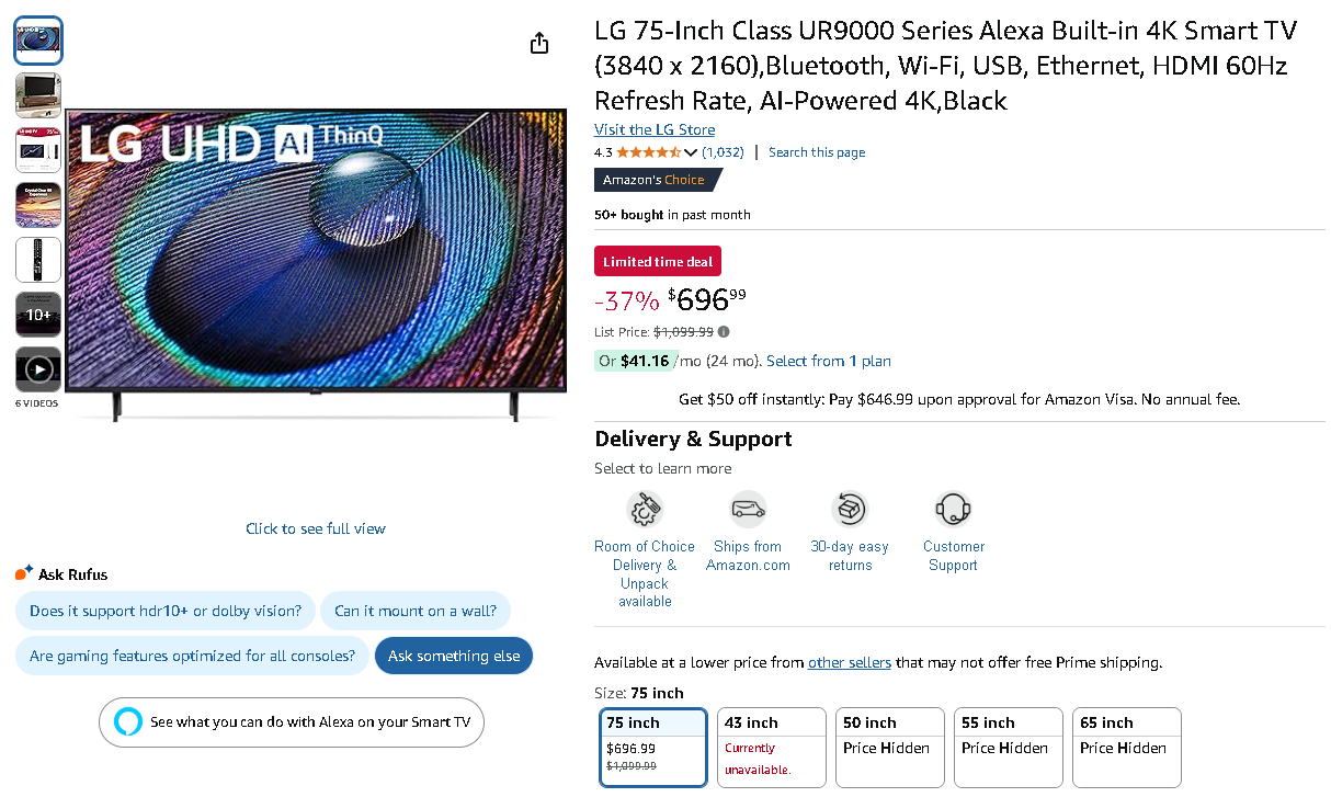 Screenshot of the LG UR9000 TV Screenshot of the LG UR9000 TV