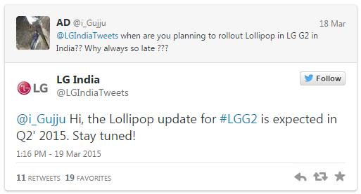 Ориентировочные сроки выхода Android 5.0 Lollipop на LG G2-2