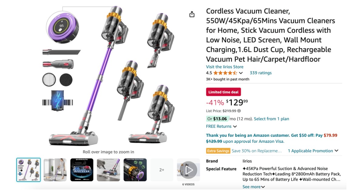 Lirios Cordless Vacuum Cleaner - Limited time deal $90 OFF!