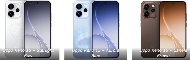 Oppo Reno 15 в трех цветах