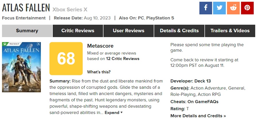 De første anmeldelsene av Atlas Fallen: kritikere og spillere var ikke fornøyde med Deck 13-studioets actionspill.-2