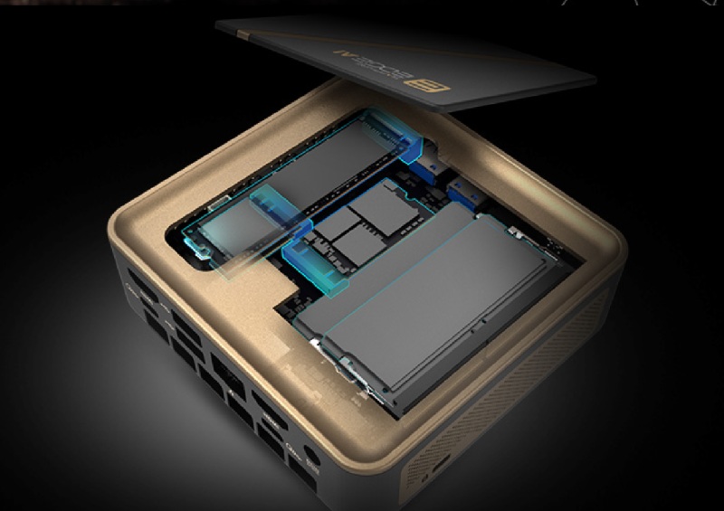 Елегантний чорнозолотий стиль корпусу міні-PC