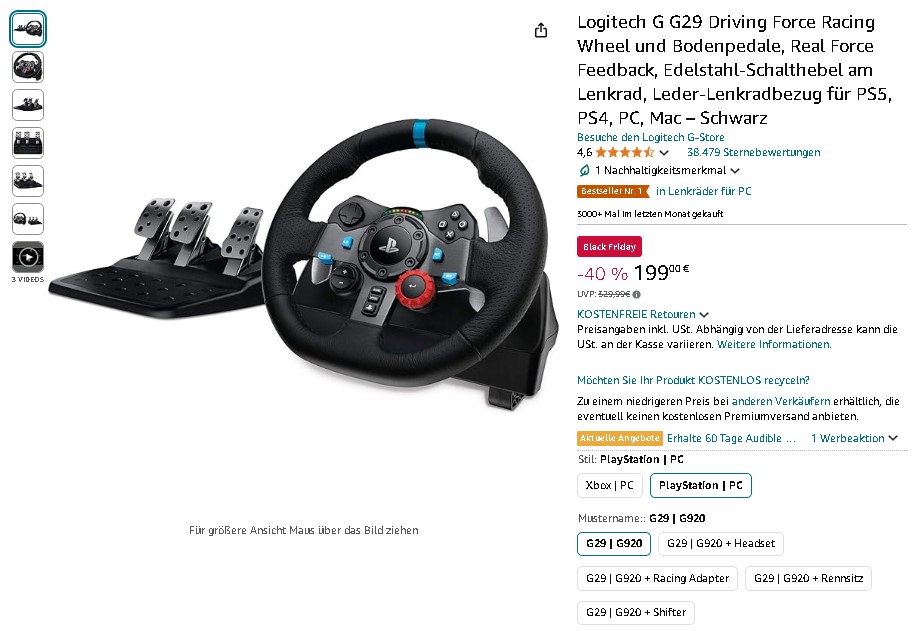 Logitech G G29 Racing Wheel