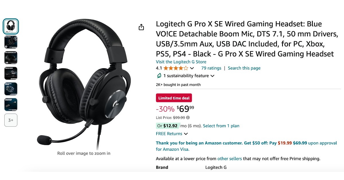 Logitech G Pro X SE Wired Gaming Headset - $30 Off Limited time!