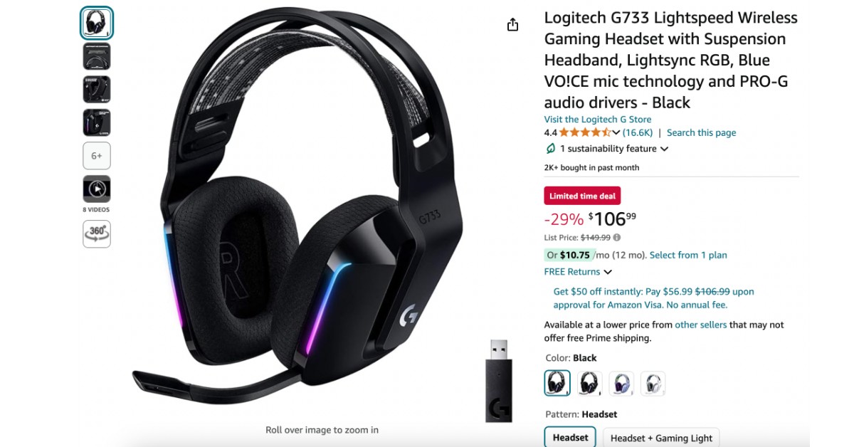 Logitech G733 Wireless Gaming Headset - Buy Now with $43 Off!