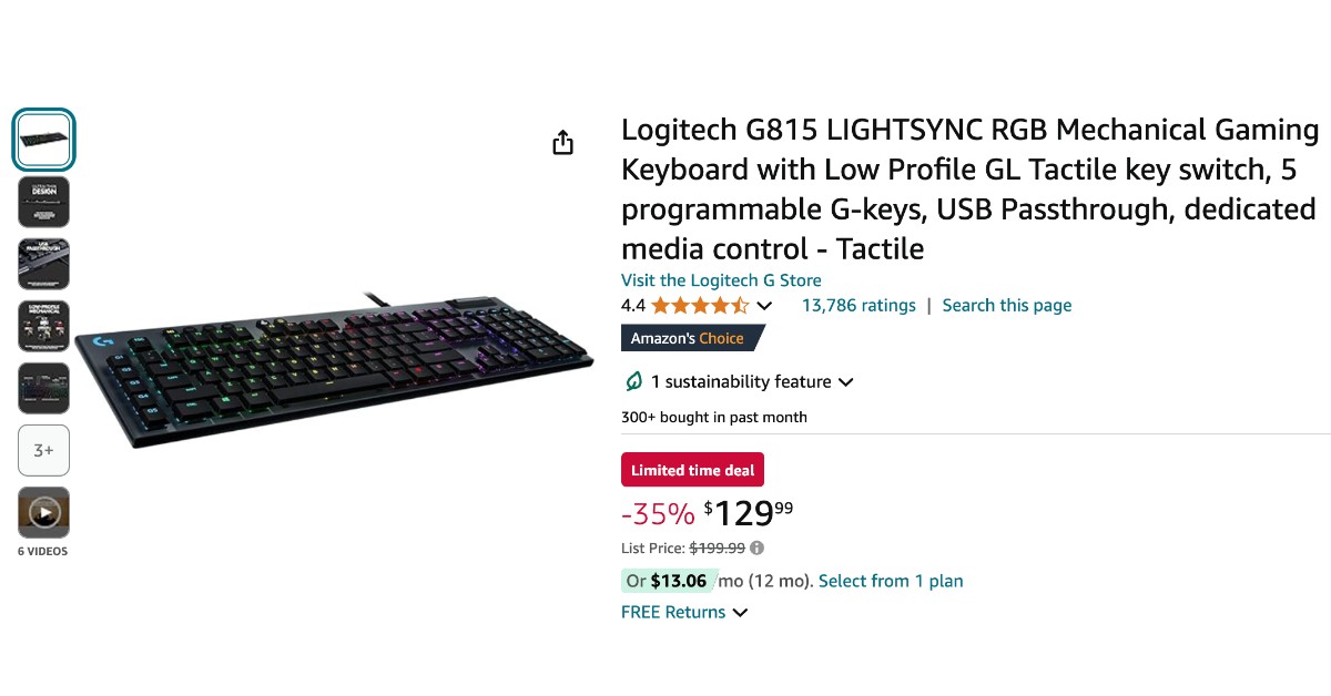 Logitech G815 RGB Mechanical Gaming Keyboard - $70 OFF Great Opportunity to Buy!