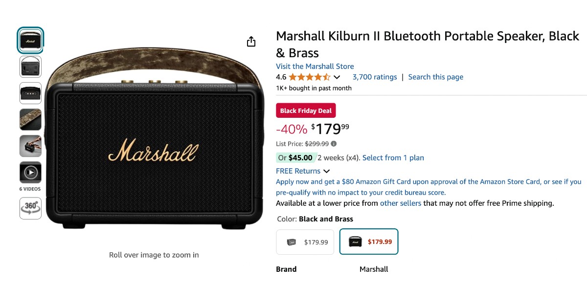 Marshall Kilburn II Bluetooth Portable Speaker