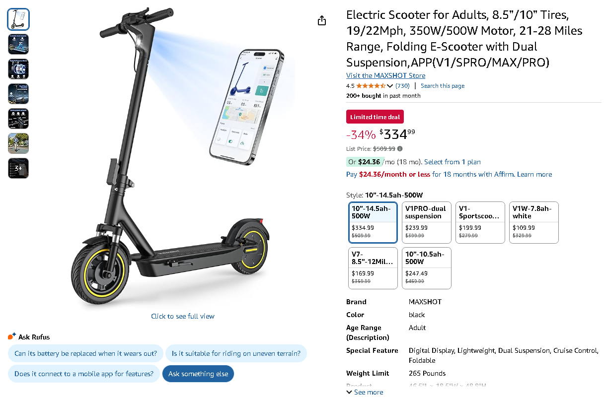 MAXSHOT V1MAX Electric Scooter Screenshot of the MAXSHOT V1MAX Electric Scooter