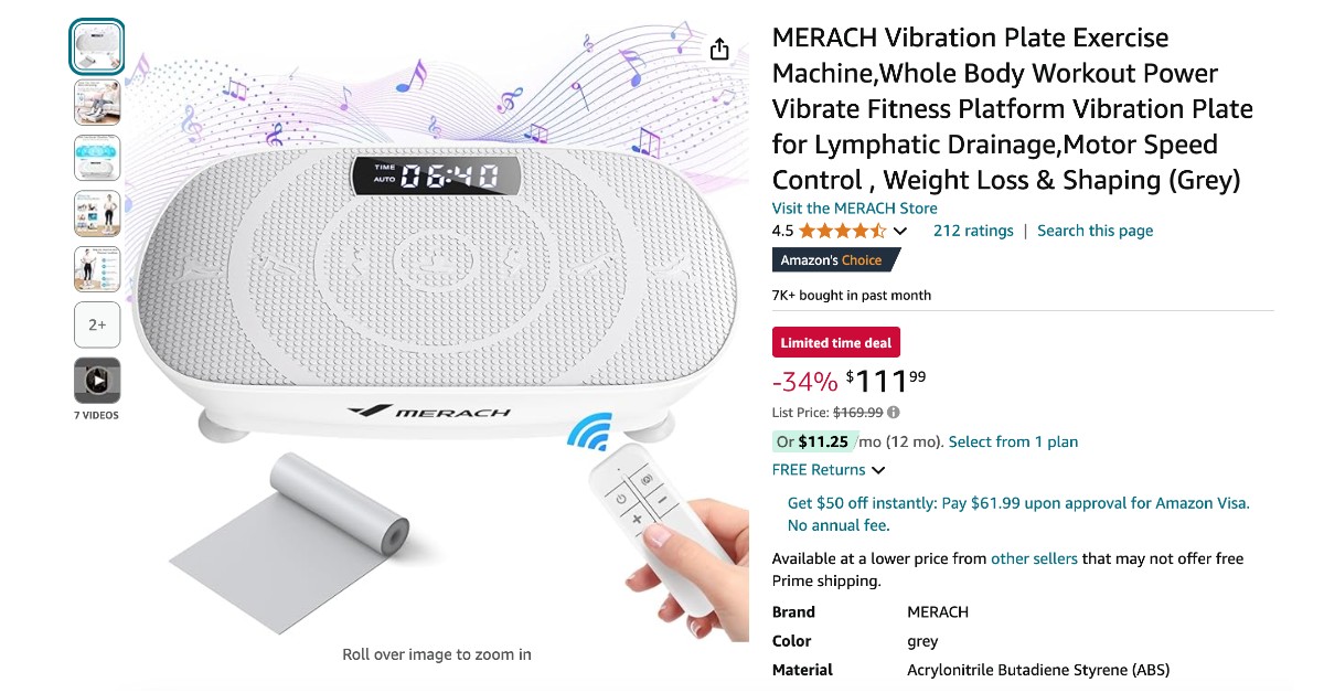 MERACH Vibration Plate Exercise Machine - $58 OFF Buy Now!