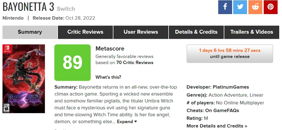 "PlatinumGames' Action-Meisterwerk" - so lautet die Reaktion der Kritiker auf Bayonetta 3. Die Kritiker geben dem Spiel einstimmig die höchste Punktzahl-2