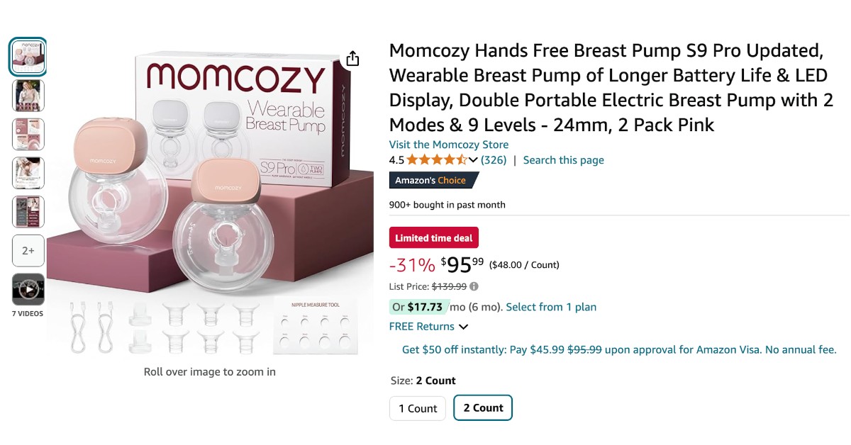 Momcozy Hands Free Breast Pump S9 Pro - with a $44 discount!