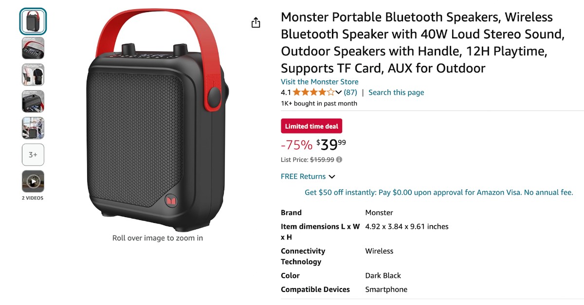 Monster Portable Bluetooth Speakers - $120 Off! Don't miss it!