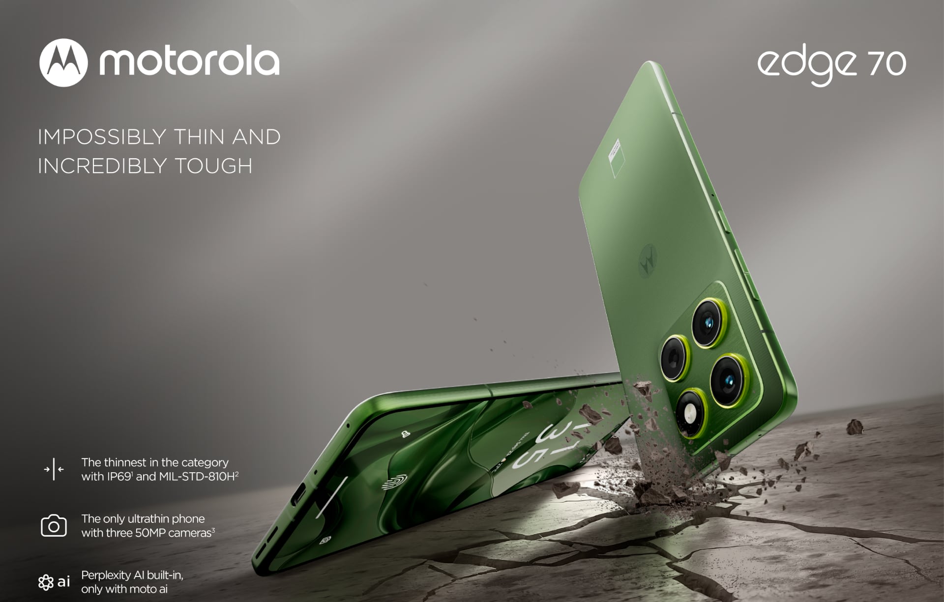 Motorola Edge 70 with IP69 and MIL-STD-810H protection. Illustration by Motorola