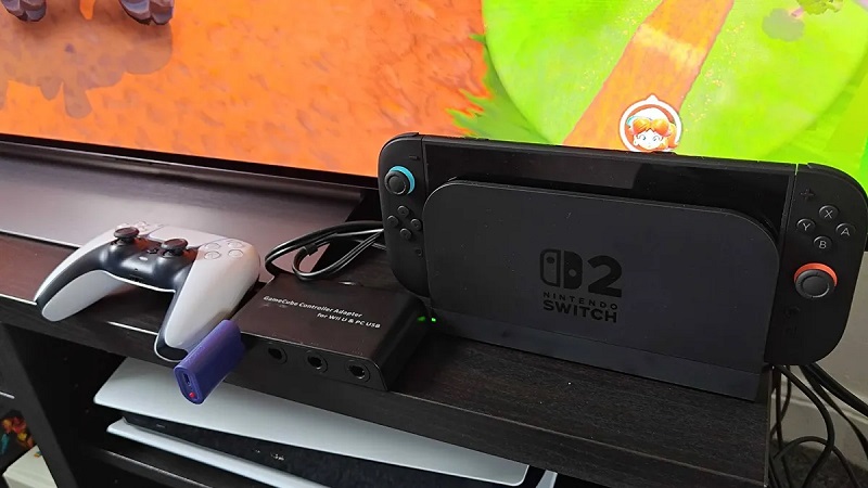 DualSense connecté à la Nintendo Switch 2. Source : GamesRadar
