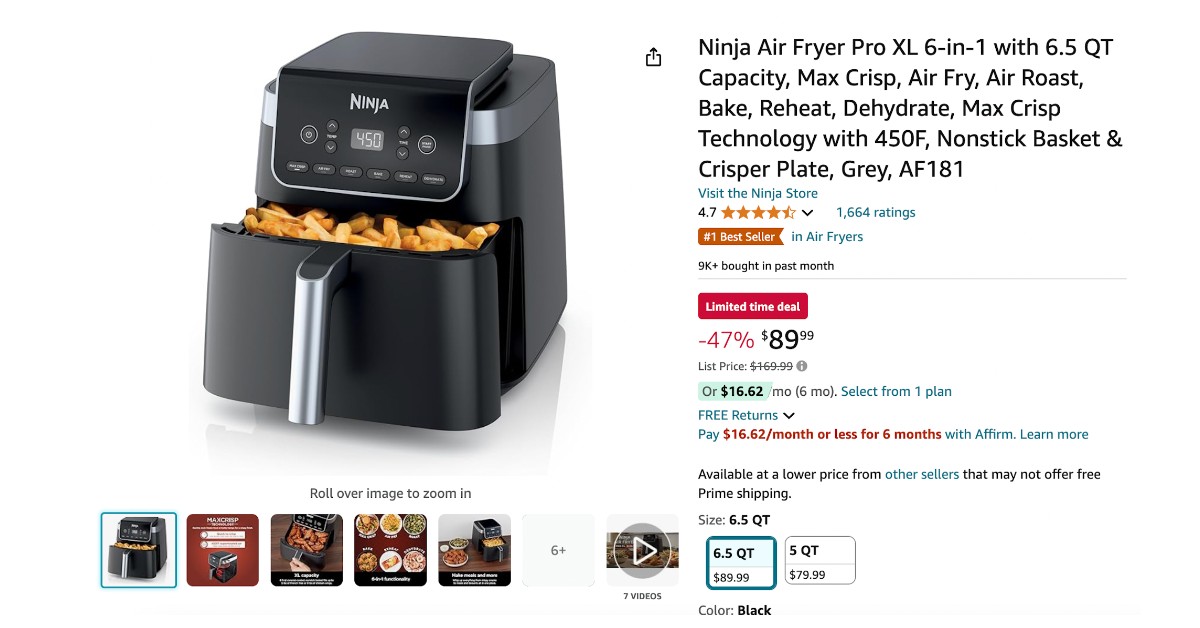 Ninja Air Fryer Pro XL 6-in-1 - Limited $80 Discount!