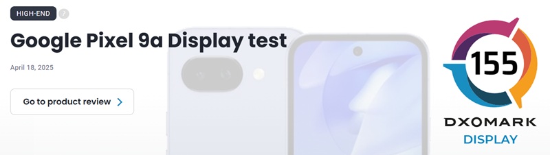 Google Pixel 9a дисплей оцінка 155 балів