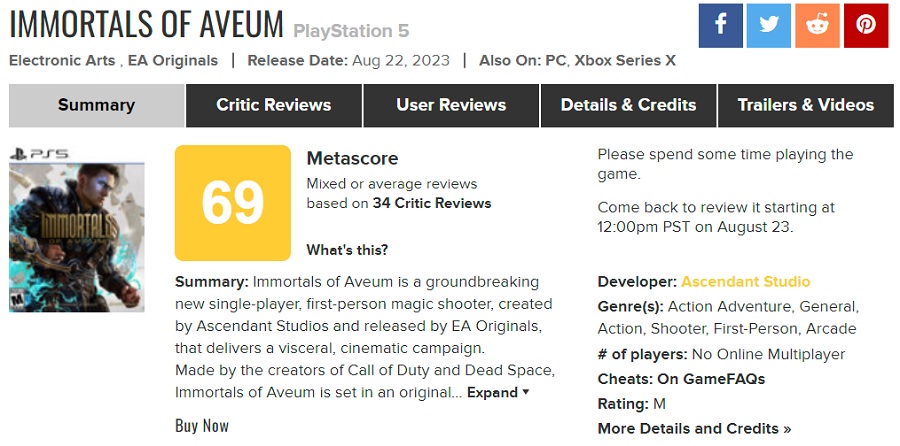 Neither a failure nor a masterpiece: shooter Immortals of Aveum has received conflicting scores from critics that range from 40 to 90 points-3
