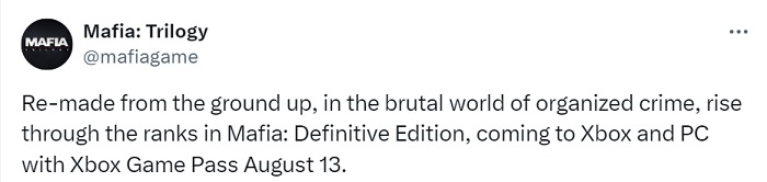 Официально: в середине августа Mafia: Definitive Edition появится в сервисе Xbox Game Pass-2