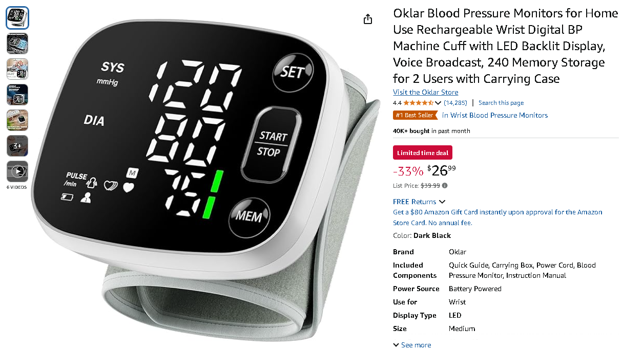 Oklar Blood Pressure Monitor Screenshot of the Oklar Blood Pressure Monitor