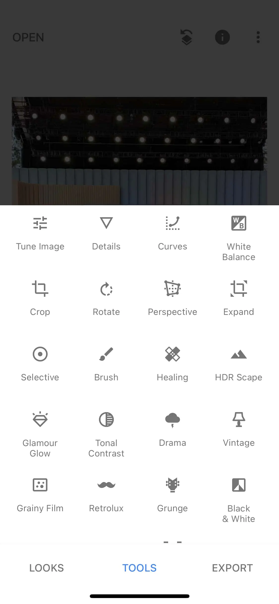 Ancienne interface Snapseed 2
