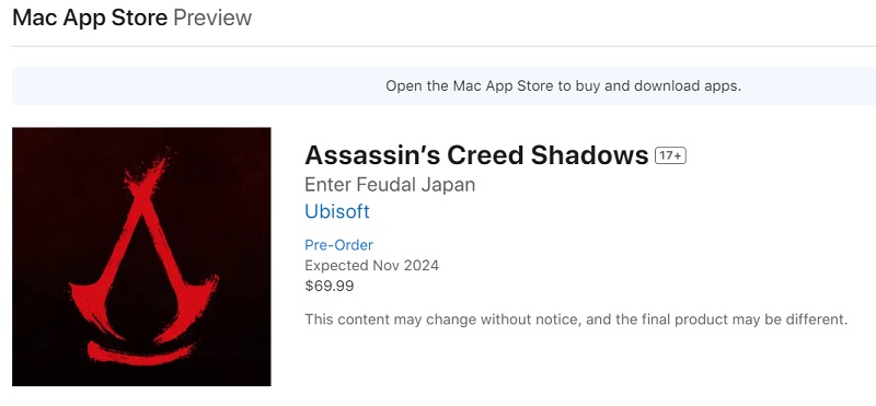 Gode nyheter for Mac-brukere: Assassin's Creed Shadows lanseres på Apple-maskiner samtidig med andre plattformer-2