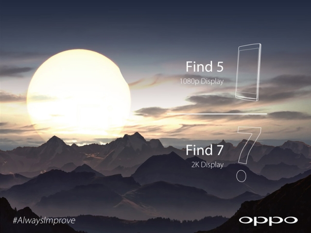 Тизер Oppo Find 7 подтверждает разрешение дисплея 2K (2560х1440)