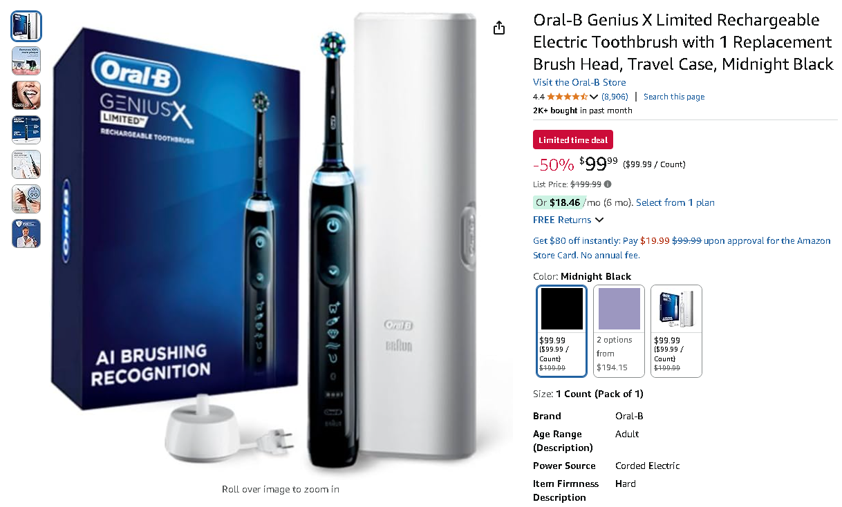 Oral-B Genius X Limited Electric Toothbrush