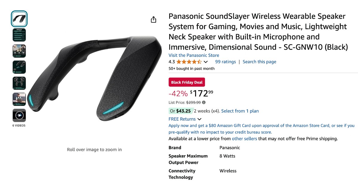 Panasonic SoundSlayer Wireless Speaker System for Gaming - Limited $127 Off!