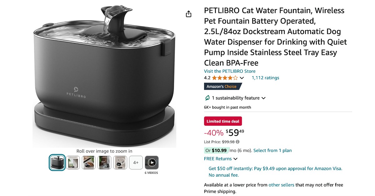 PETLIBRO Cat Water Fountain - Limited time $40 Discount!