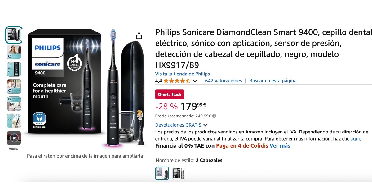 ¡Gran Oferta! Philips Sonicare DiamondClean Smart 9400 limitado 70€ de descuento!